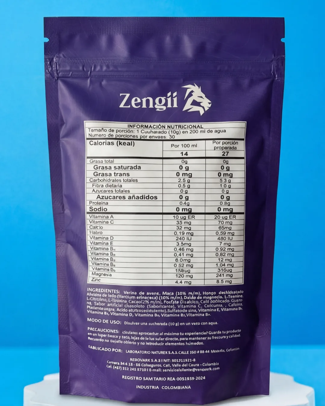 Etiqueta nutricional Zengii